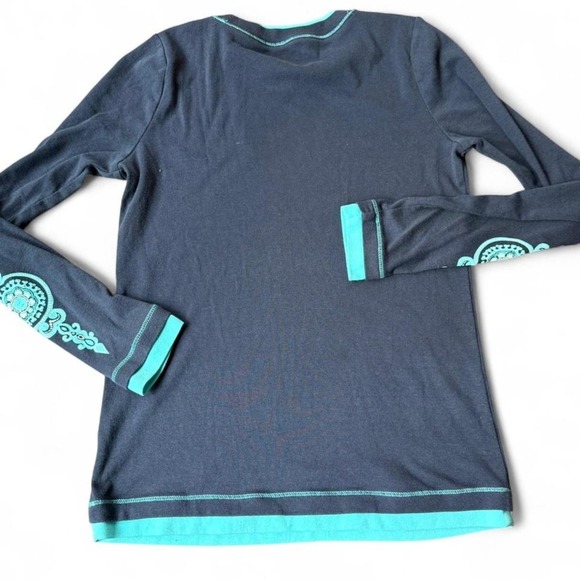 Y2k Sporty BabyTee Navy Embroidered Long Sleeve Baseball Tee Soft Grunge - Picture 4 of 4